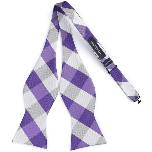 Bow Ties for Men F-07 Purple / White - Picture 3 of 5